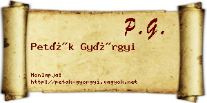 Peták Györgyi névjegykártya